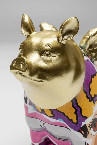 Figurka dekoracyjna GRAFFITI FLYING PIG 16 cm - wielokolorowy