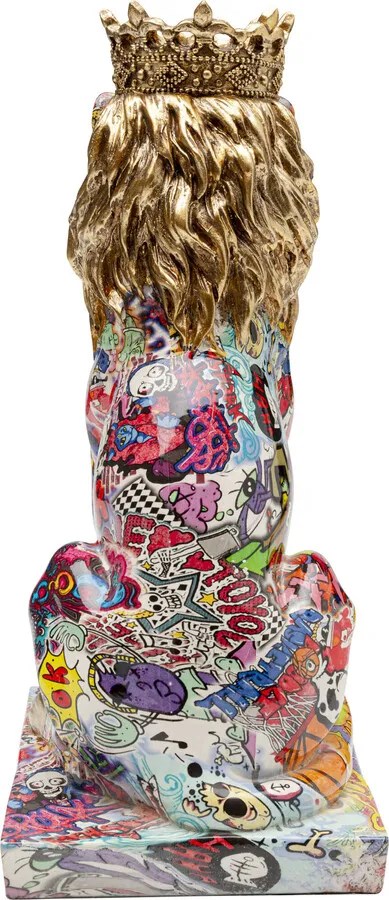 Figurka dekoracyjna GRAFFITI KING LION 29 cm - wielokolorowy
