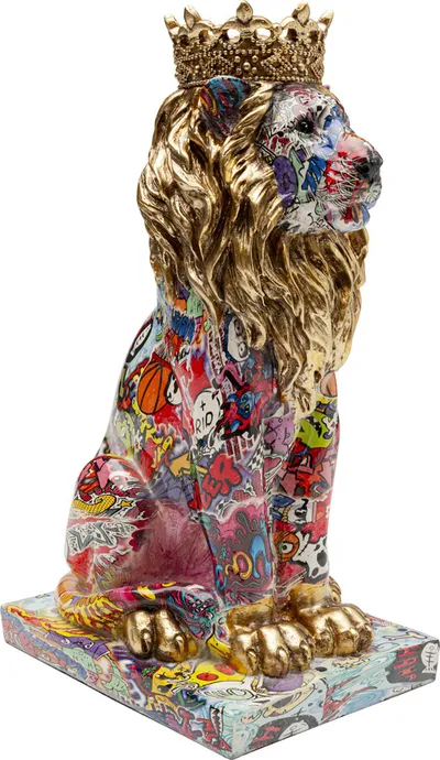 Figurka dekoracyjna GRAFFITI KING LION 29 cm - wielokolorowy