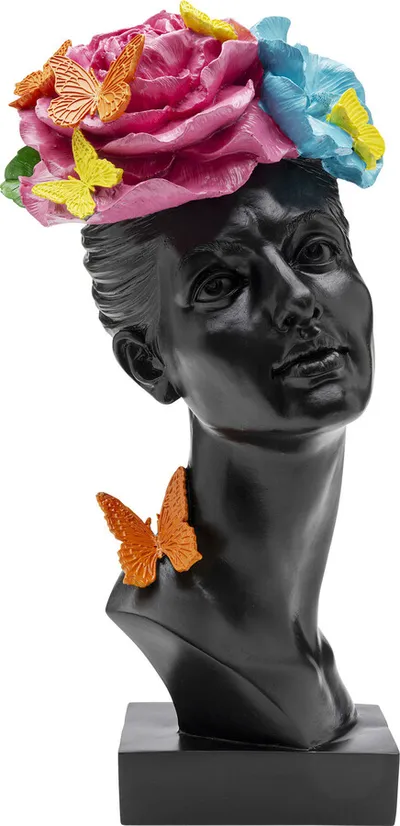 Figurka dekoracyjna BUTTERFLY LADY - czarny/kolorowy