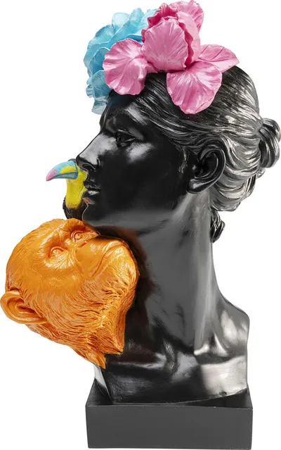 Figurka dekoracyjna JUNGLE LADY - czarny/kolorowy