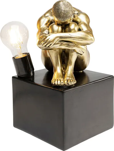 Lampa stołowa NUDE MAN HUG - złoty/czarny