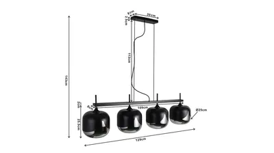 Lampa wisząca SMOKE GOBLET QUATTRO - czarny