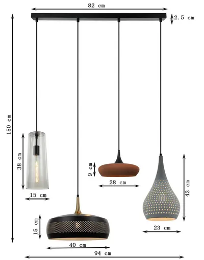Lampa wisząca MELANGE DINGING - wielokolorowy