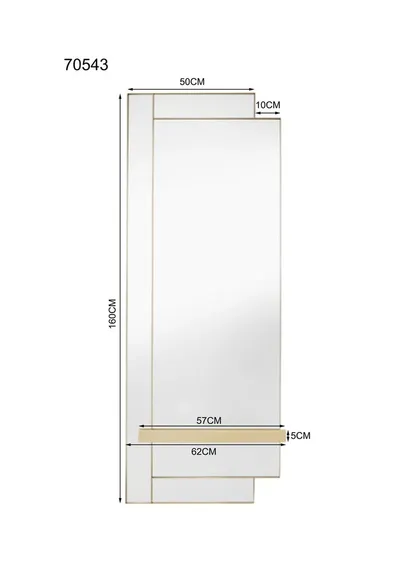 Lustro ścienne GIDEON 60x160 - złoty