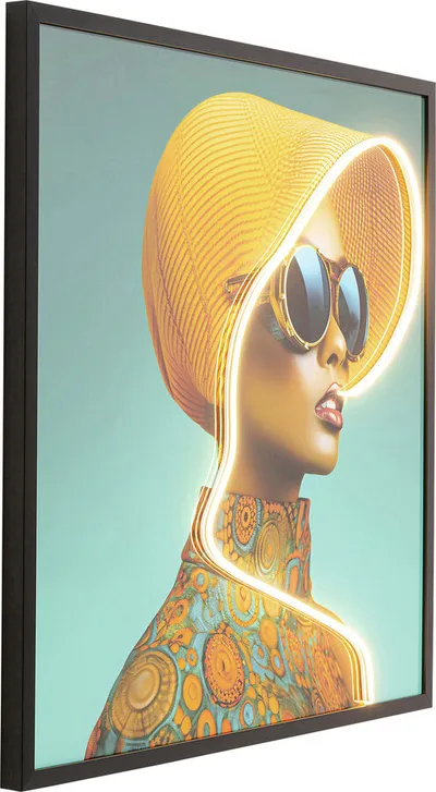 Obraz LED SUN HAT WOMAN Yellow 80x80