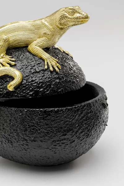 Pojemnik dekoracyjny AVOCADO LIZARD - czarny/złoty