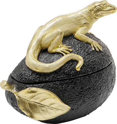 Pojemnik dekoracyjny AVOCADO LIZARD - czarny/złoty
