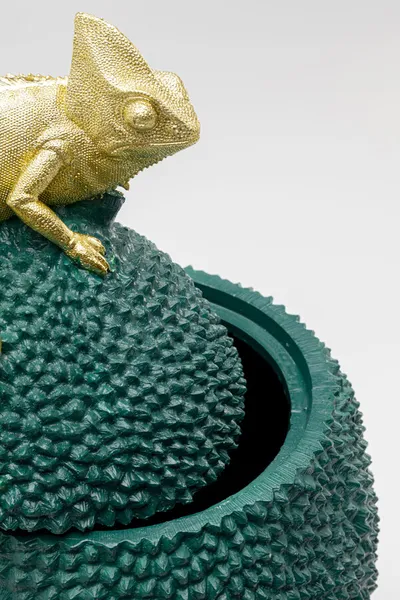 Pojemnik dekoracyjny JACKFRUIT CHAMELEON - zielony/złoty
