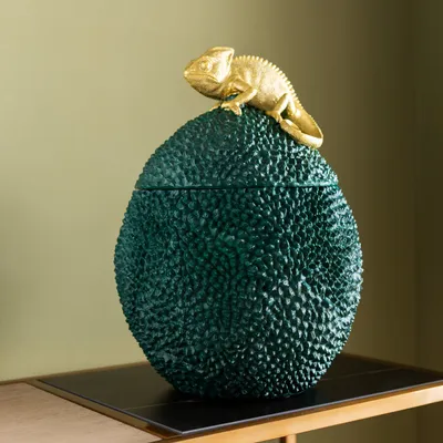 Pojemnik dekoracyjny JACKFRUIT CHAMELEON - zielony/złoty