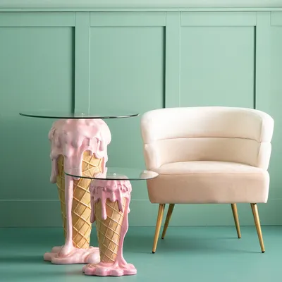Stolik boczny okrągły ICE CREAM PINK 60 cm - różowy