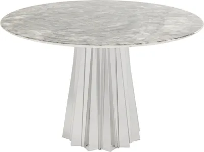 Stół okrągły AMORA STONE 120 cm - szary/srebrny