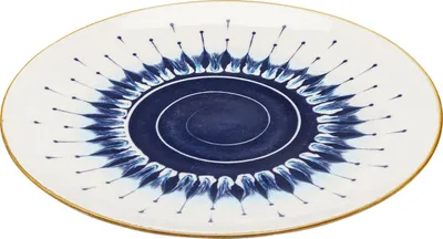 Talerz deserowy DALIA 21 cm - biały/niebieski