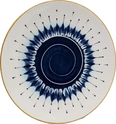 Talerz deserowy DALIA 21 cm - biały/niebieski