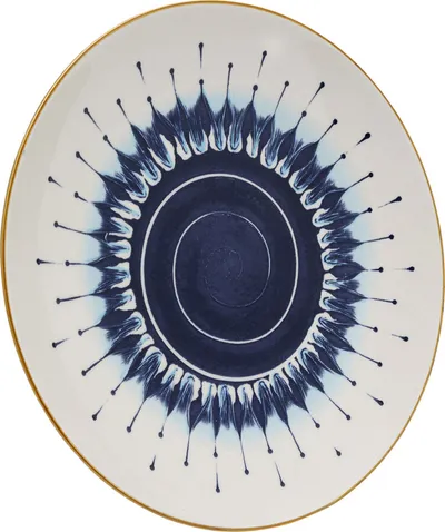 Talerz obiadowy DALIA 27 cm - biały/niebieski