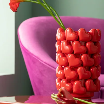 Wazon HEARTS 33 cm - czerwony