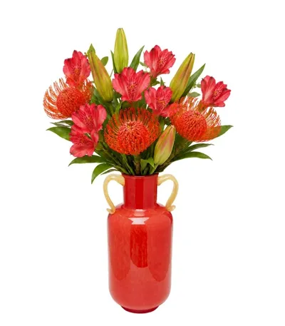 Wazon szklany z uchwytem SALUT 36 cm - czerwony
