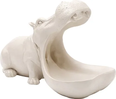 Figurka dekoracyjna HUNGRY HIPPO 17 cm - szarobeżowy