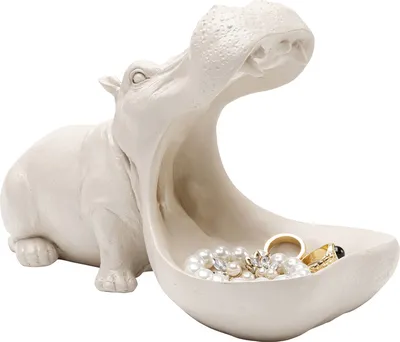 Figurka dekoracyjna HUNGRY HIPPO 17 cm - szarobeżowy