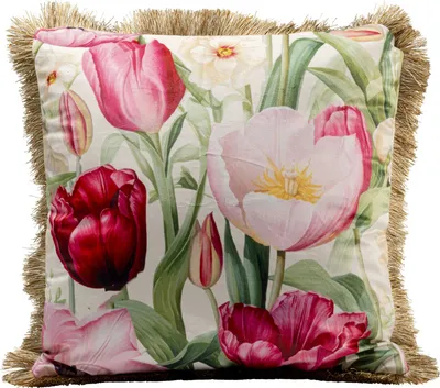 Poduszka dekoracyjna TULIPS 45x45 - zielony/rózowy