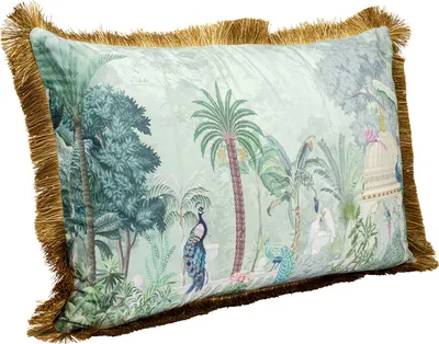 Poduszka dekoracyjna JUNGLE TEMPLE 60x40 - niebieski/złoty