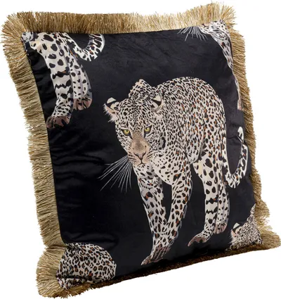 Poduszka dekoracyjna LEOPARD 45x45 - czarny/złoty