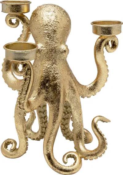 Świecznik potrójny OCTOPUS - złoty