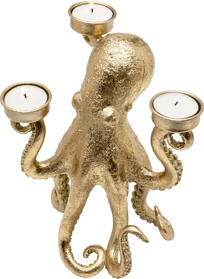 Świecznik potrójny OCTOPUS - złoty