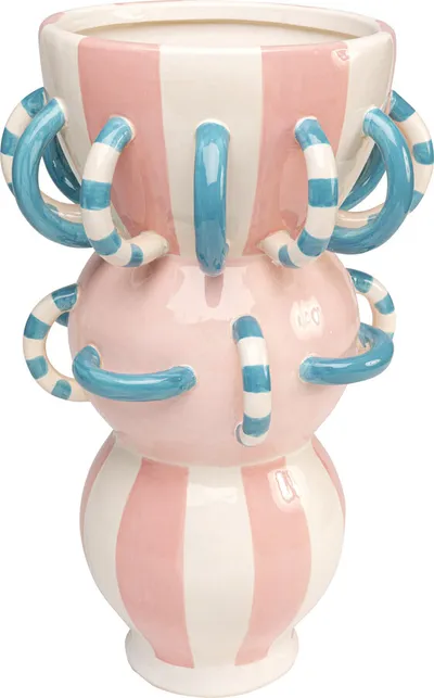 Wazon HARLEQUIN 49 cm z uchwytami - różowy/niebieski