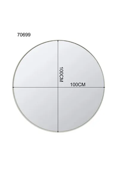 Lustro wiszące okrągłe CURVE GREIGE 100 cm - szarobeżowy