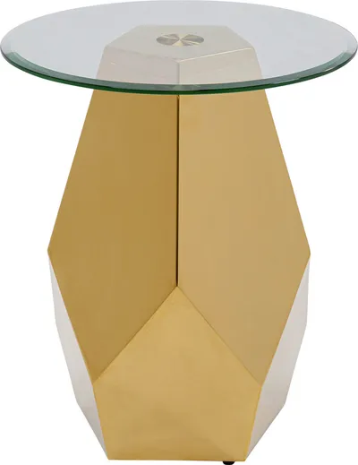 Stolik boczny okrągły RICCHEZZA 45 cm - transparentny/złoty