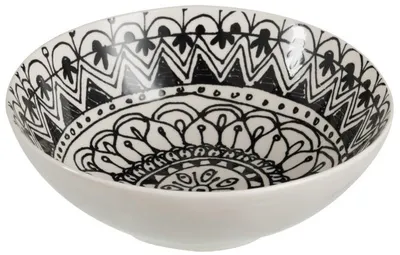 Miska ceramiczna Boho L biała wzory 18∅ cm