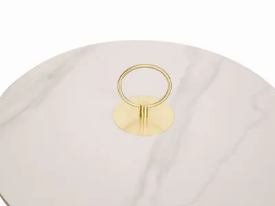Stolik kawowy okrągły MODIG - biały marmur/ecru