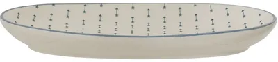 Półmisek ceramiczny biały w niebieskie strzały 22x13 cm