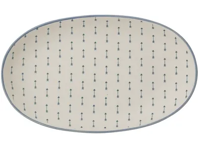 Półmisek ceramiczny biały w niebieskie strzały 22x13 cm