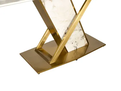 Stół MODIG 180x90 z podstawą w kształcie X - biały marmur/złoty