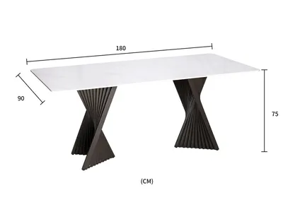 Stół MODIG 180x90 - biały marmur/grafitowy
