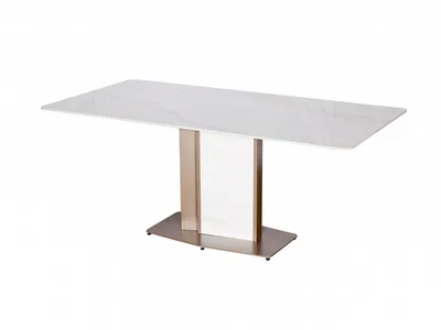 Stół MODIG 180x90 - biały marmur/różowe złoto