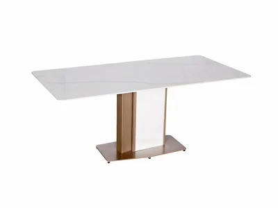 Stół MODIG 180x90 - biały marmur/różowe złoto