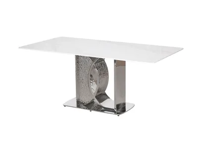 Stół MODIG 180x90 - biały marmur/srebrny