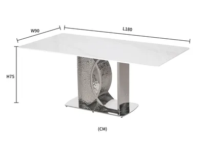Stół MODIG 180x90 - biały marmur/srebrny