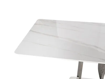 Stół MODIG 180x90 - biały marmur/srebrny
