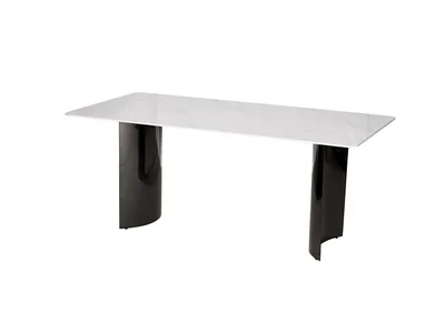 Stół MODIG 180x90 - biały marmur/czarny chrom