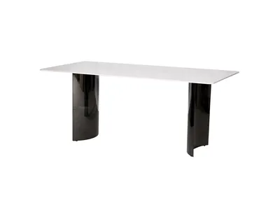 Stół MODIG 180x90 - biały marmur/czarny chrom