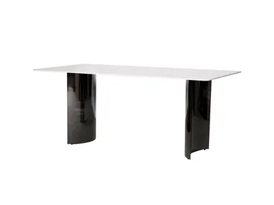 Stół MODIG 180x90 - biały marmur/czarny chrom
