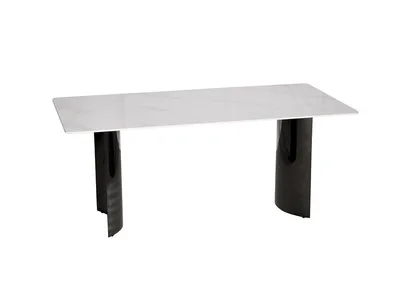 Stół MODIG 180x90 - biały marmur/czarny chrom