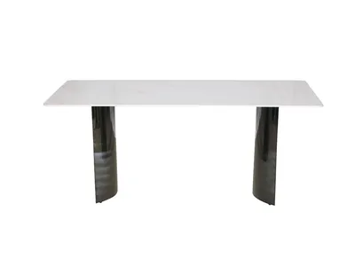 Stół MODIG 180x90 - biały marmur/czarny chrom