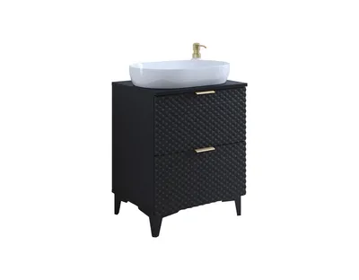 Szafka pod umywalkę wisząca LAURA 47 - 60 cm - czarny onyks/czarny