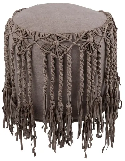 Podnóżek z frędzlami MACRAME - brązowy