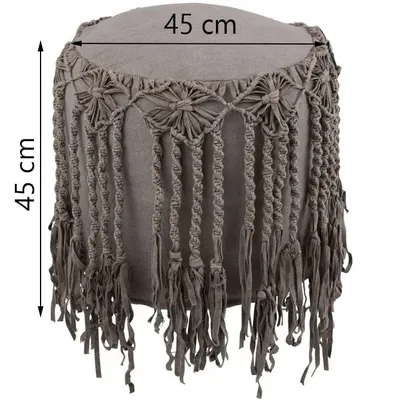 Podnóżek z frędzlami MACRAME - brązowy